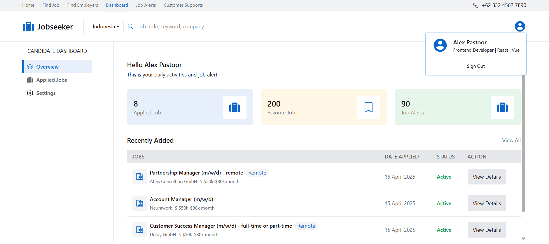 Dashboard Profile